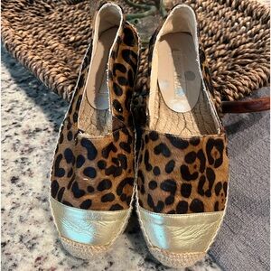Boden faux leopard fur espadrilles with gold toe and jute size 36